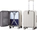 Hanke Carry On Luggage, Suitcase with Wheels & Front Opening, 20in Spinner Luggage Built in TSA Aluminum Frame PC Hardside Rolling Suitcases Travel Bag - Ivory white - Image 5